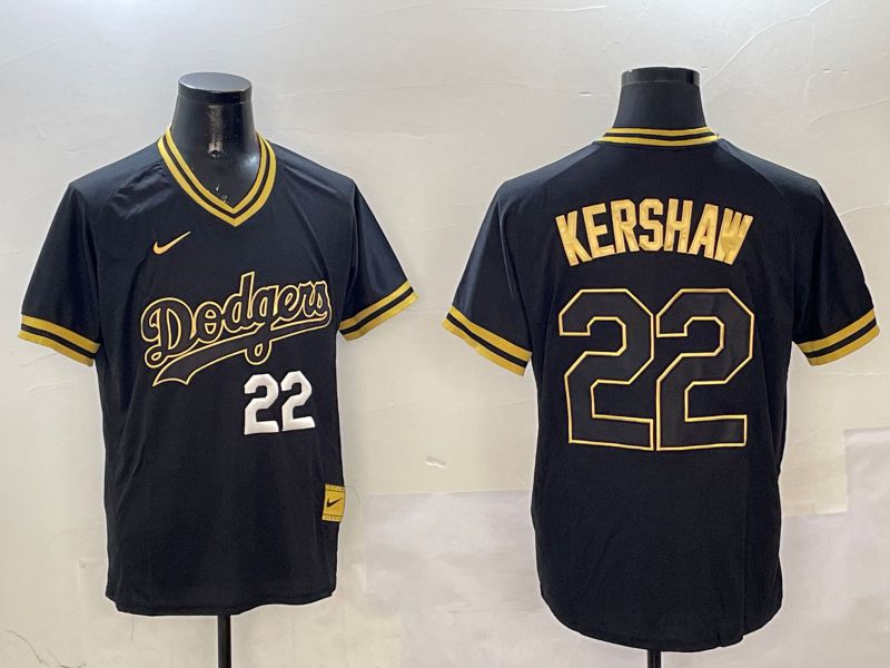 Men Los Angeles Dodgers 22 Kershaw Black Gold Game 2025 Nike MLB Jersey style 32512